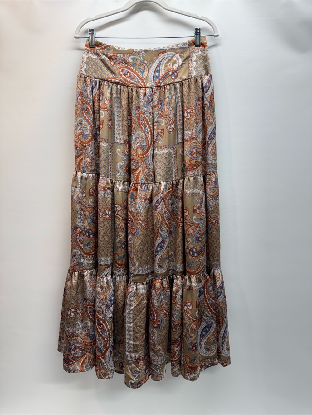 Natural Life Maxi Tiered Flowy Skirt Sz M Floral Boho Paisley Peasant Festival